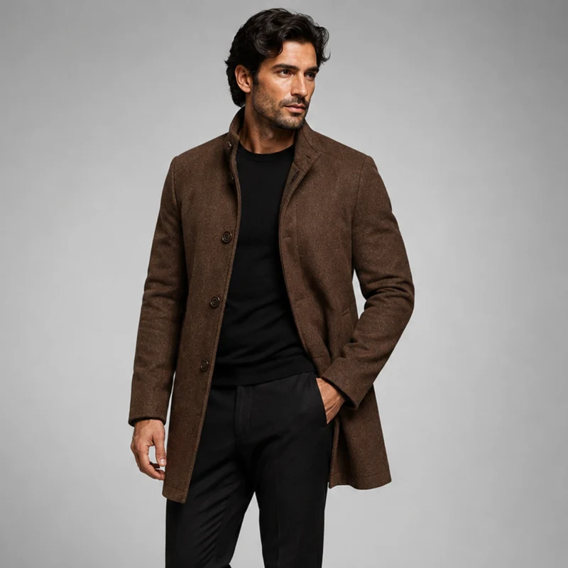 Men's Classic Overcoat – Thick Blend for Sophisticated Look
