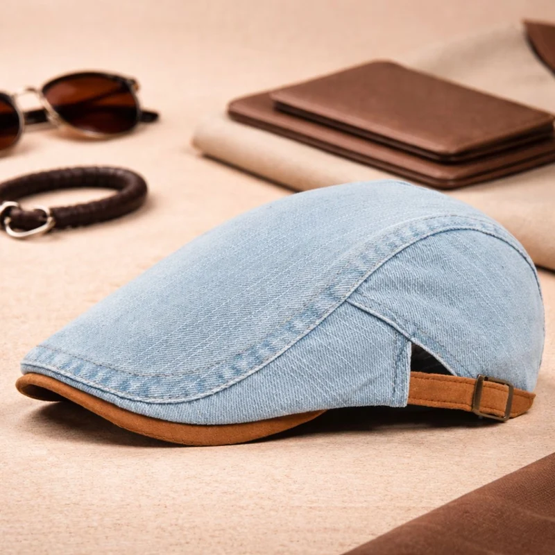 Flat cap heren | Retro denim pet