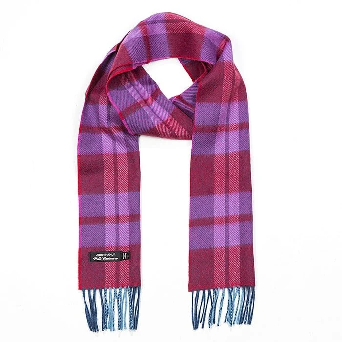 John Hanly Cashmere Scarf, rood/roze geruit, 8042