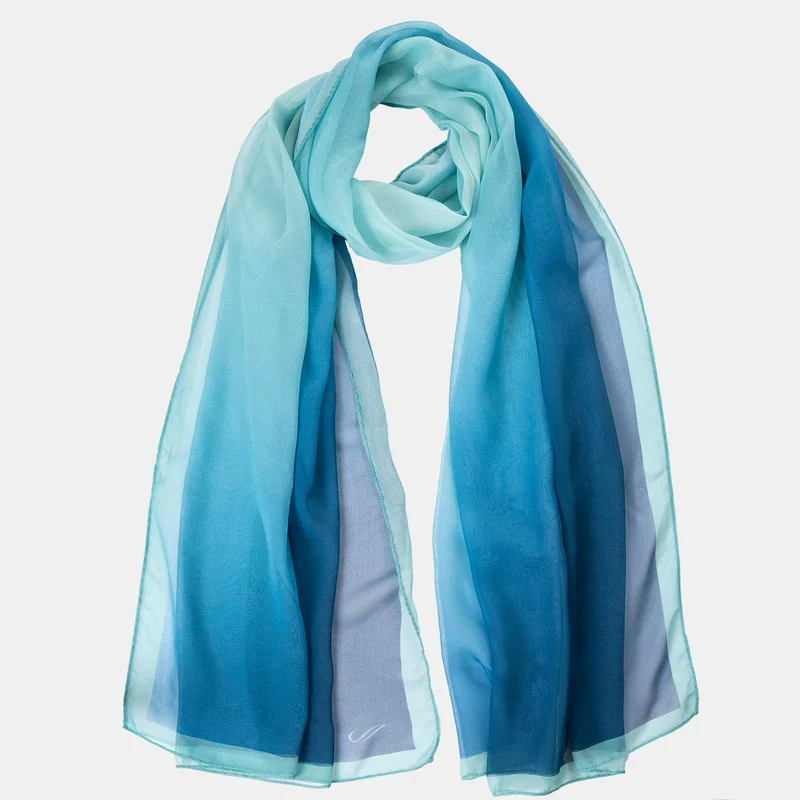 Sophia - Silk Scarf Shawl - Sea Blue