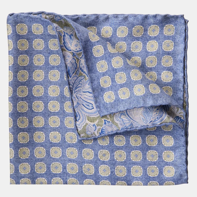 Assisi - Double Sided Silk Pocket Square - Sky Blue