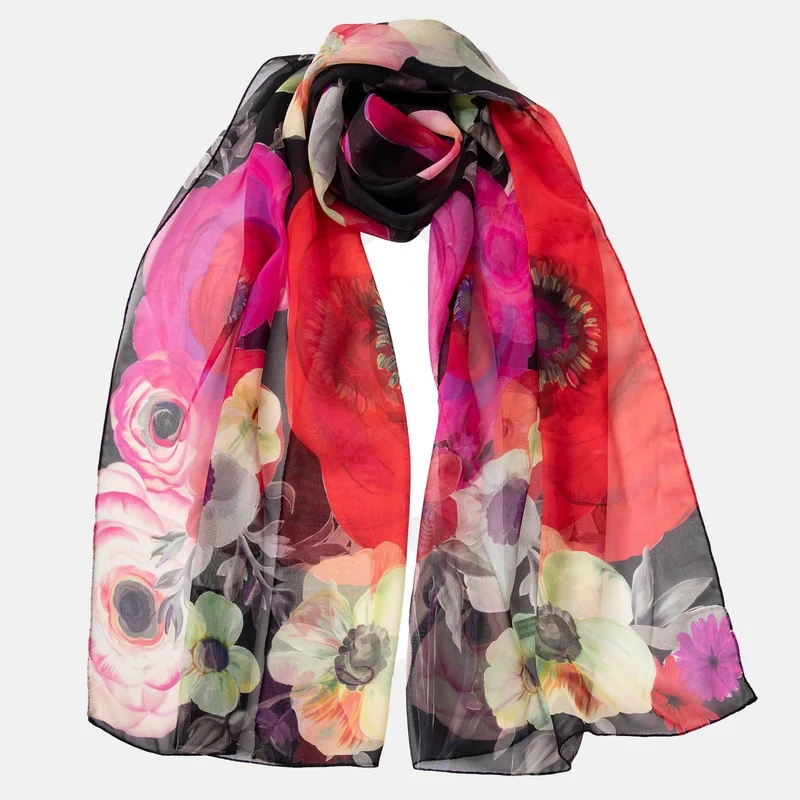 Campo de' Fiori - Long Silk Scarf - Black