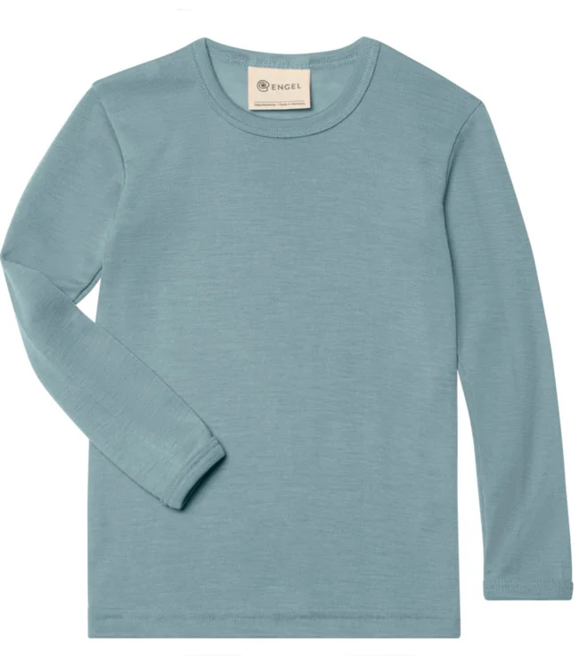 ENGEL longsleeve van wol zijde IJSBLAUW kind