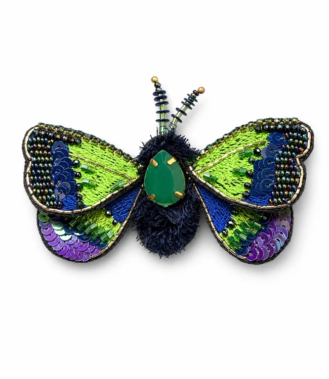 FAIRTRADE broche NACHTVLINDER met pailetten en kralen