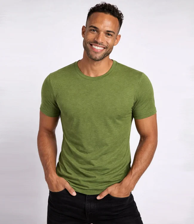 HOCOSA wollen shirt korte mouw pure wol heren BOSGROEN