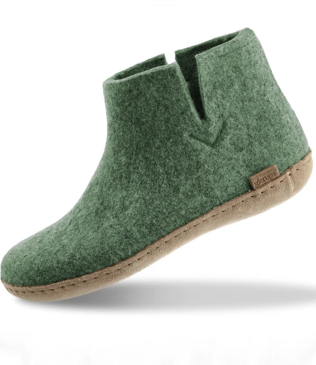 GLERUPS wollen sloffen pantoffels LAARS MOSS leren zool