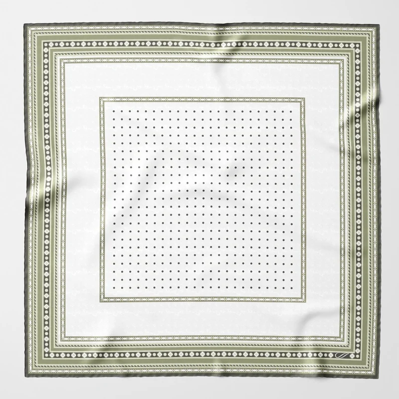Verona - Silk Neckerchief - White & Sage