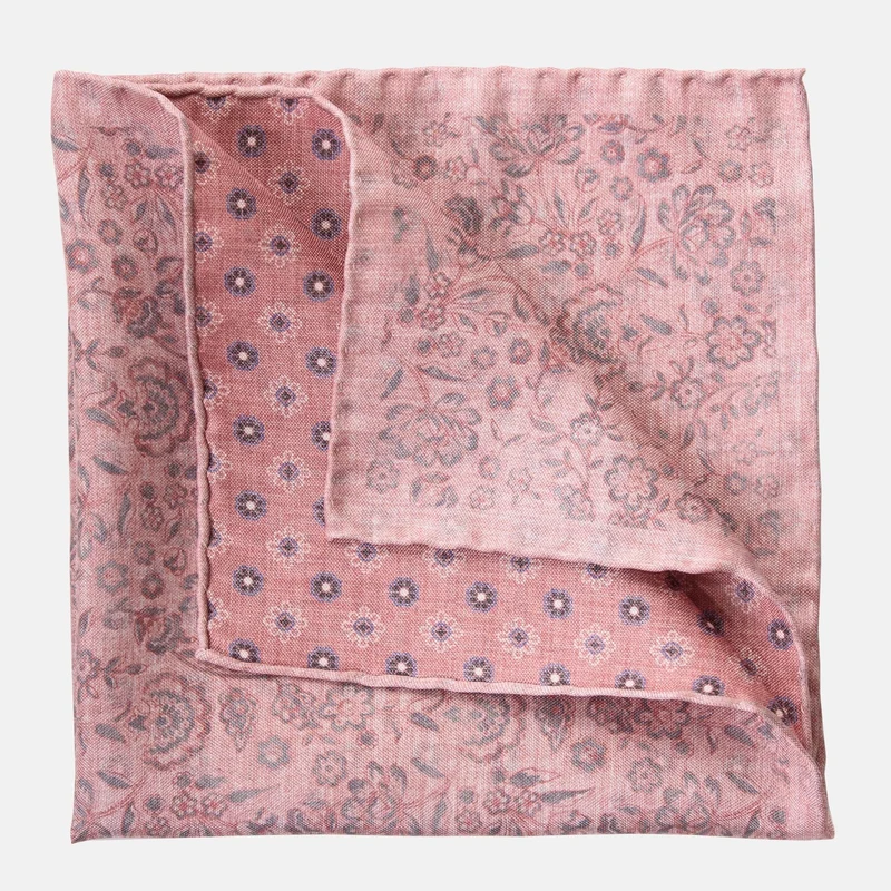 Pascal - Double Sided Silk Pocket Square - Blush