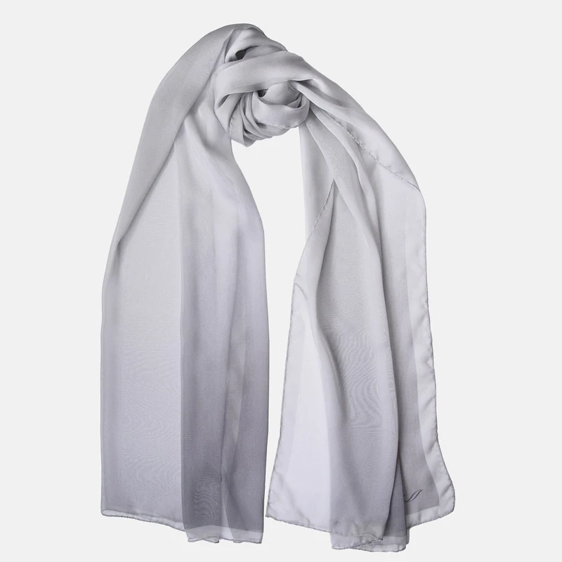 Sophia - Silk Scarf Shawl - Silver Pearl