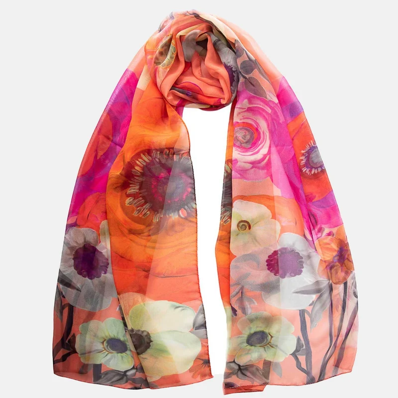 Campo de' Fiori - Long Silk Scarf - Coral