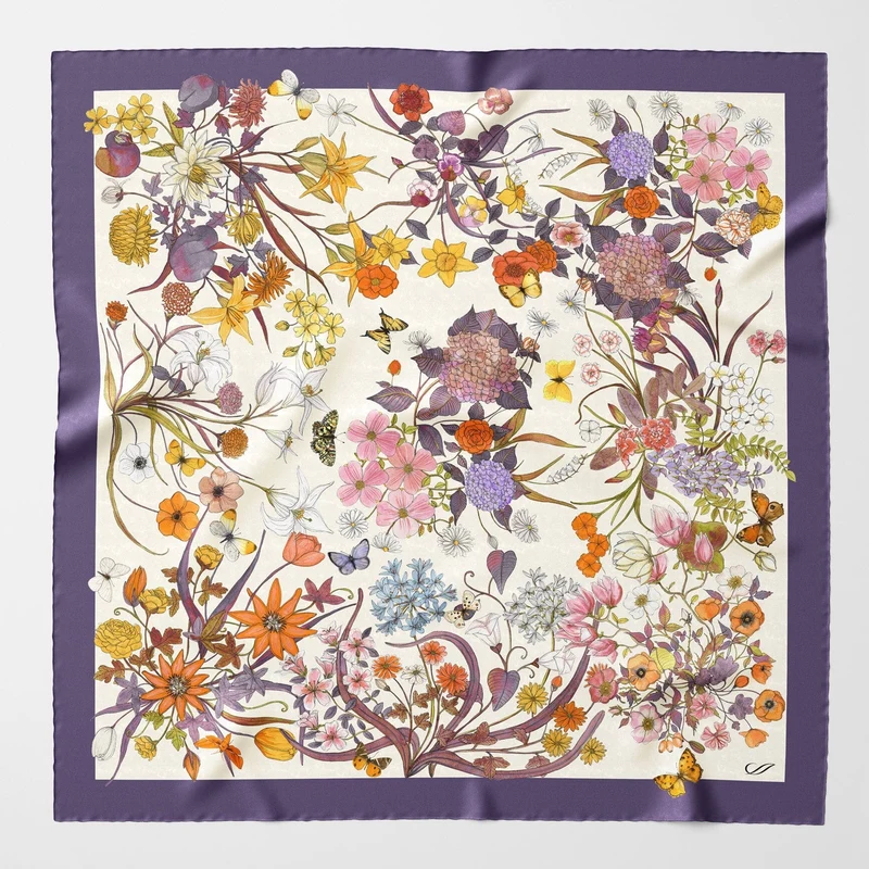 Flora - Silk Foulard - Violet