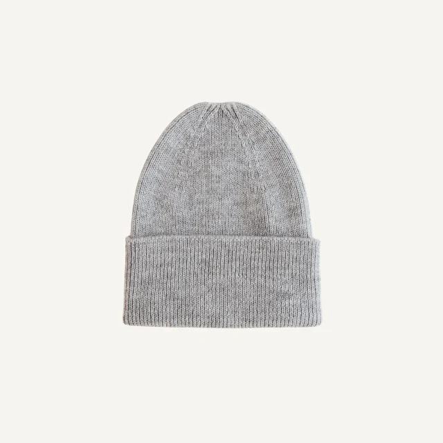 Hvid beanie fonzie newborn grey melange