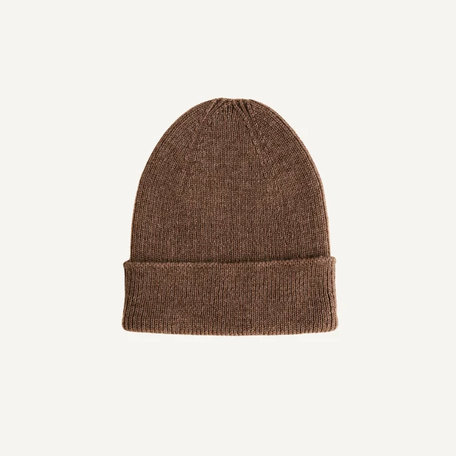 Hvid beanie fonzie newborn mocha