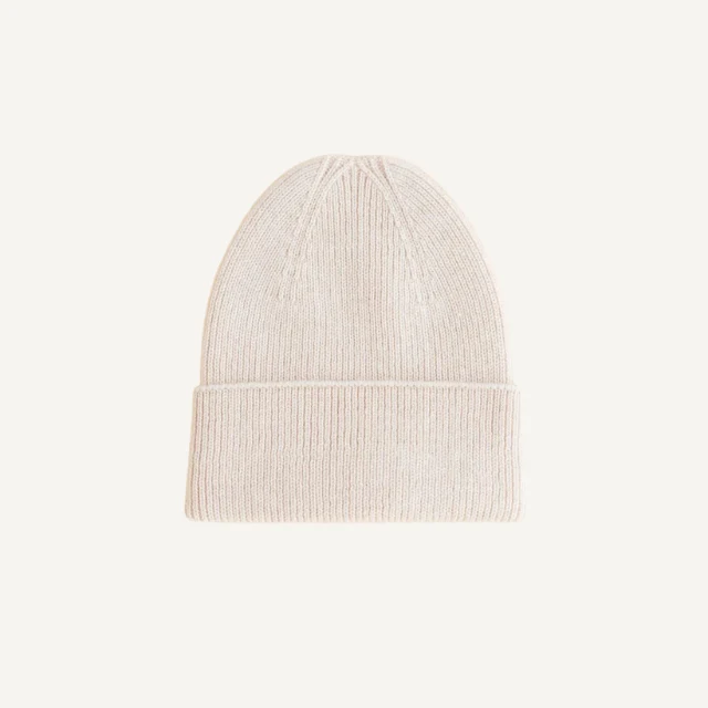 Hvid beanie fonzie newborn cream