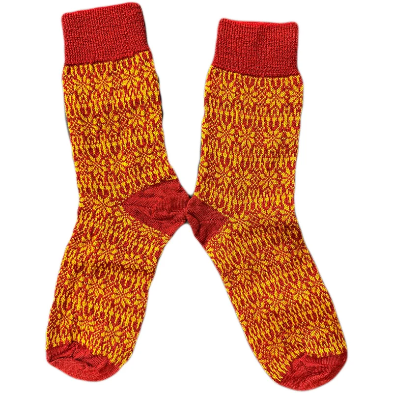 HIRSCH Dunne wollen sokken KIND Noors 056 211 ROOD OKER