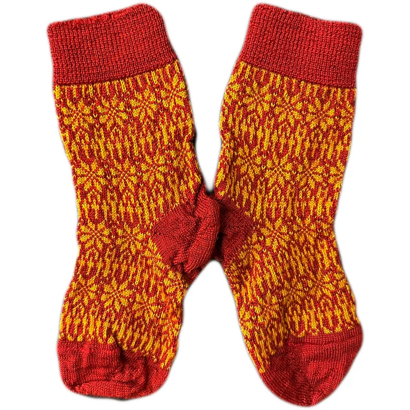 HIRSCH Dunne wollen sokken BABY Noors 056 211 ROOD OKER