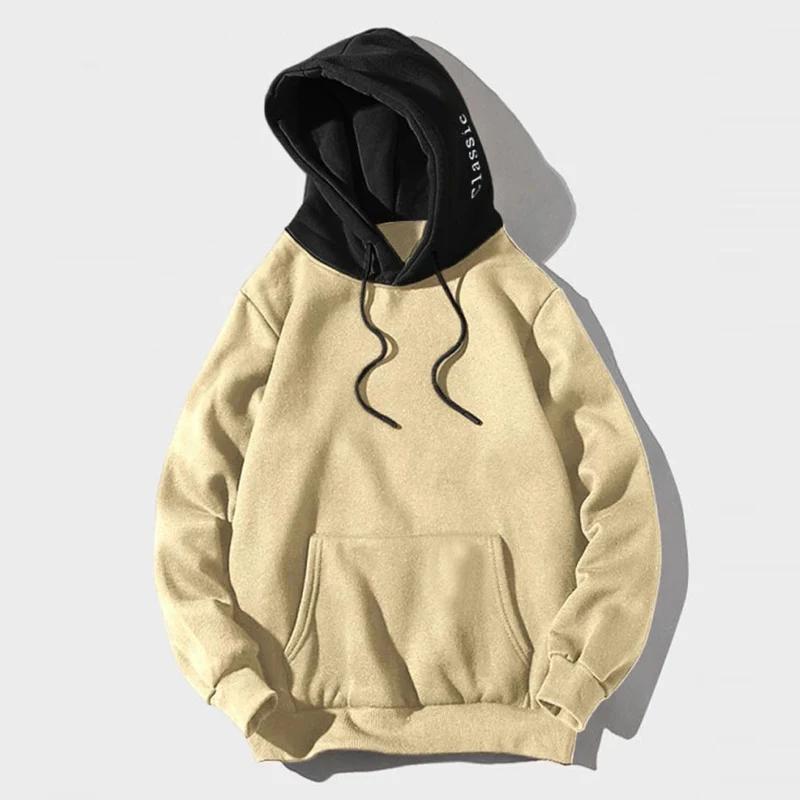 Comfortable Men's Pullover Hoodie with Contrast Hood - Casual Wear