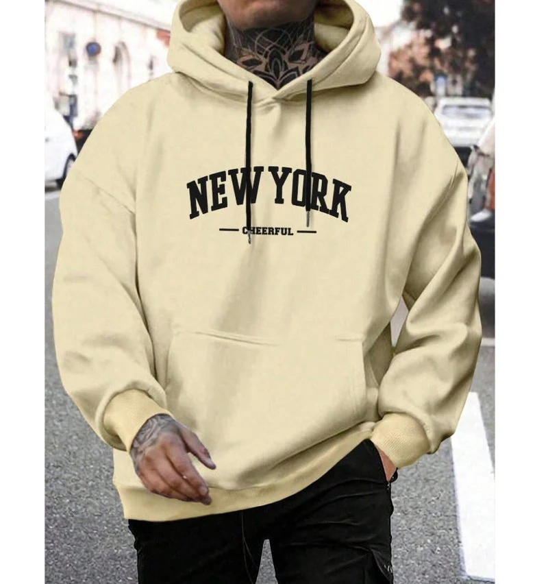 Oversized Casual Men's Hoodie - Comfortable Pullover for Urban Style