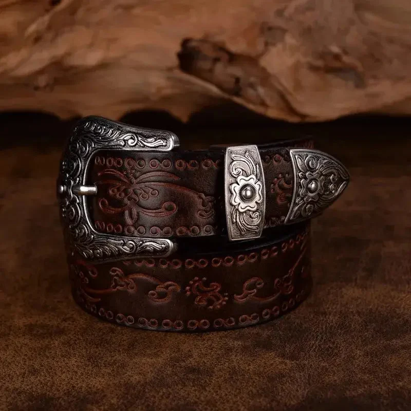 Heren Riem met Gegraveerde Gesp - Perfecte Cowboystijl