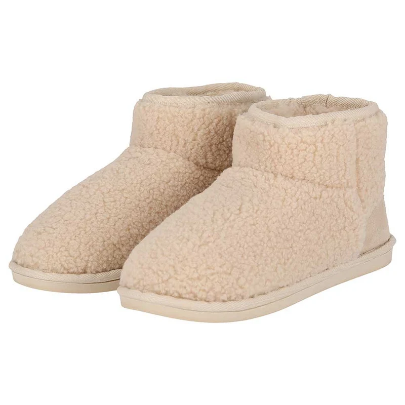 Morethansocks - Dames teddy pantoffels - Fake Fur voering - Off White