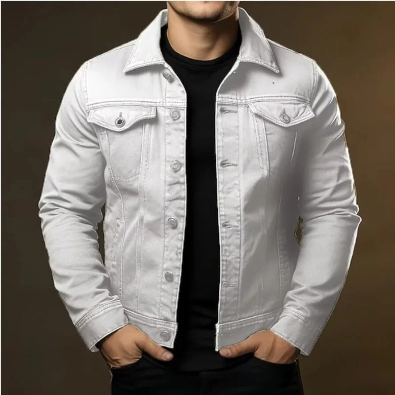 Men's Denim Jacket with Flap Chest Pockets for Stylish Comfort