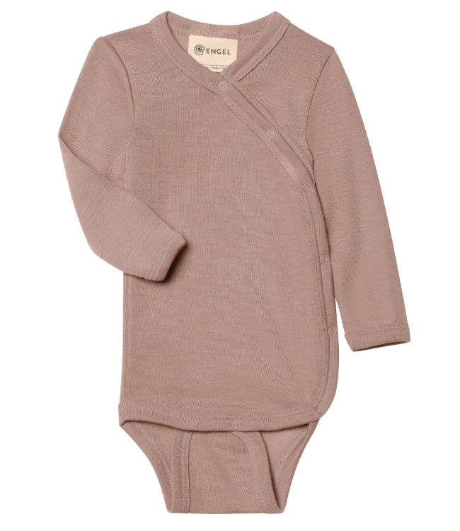 ENGEL wikkel romper wol zijde met overslag DUSTY ROSE