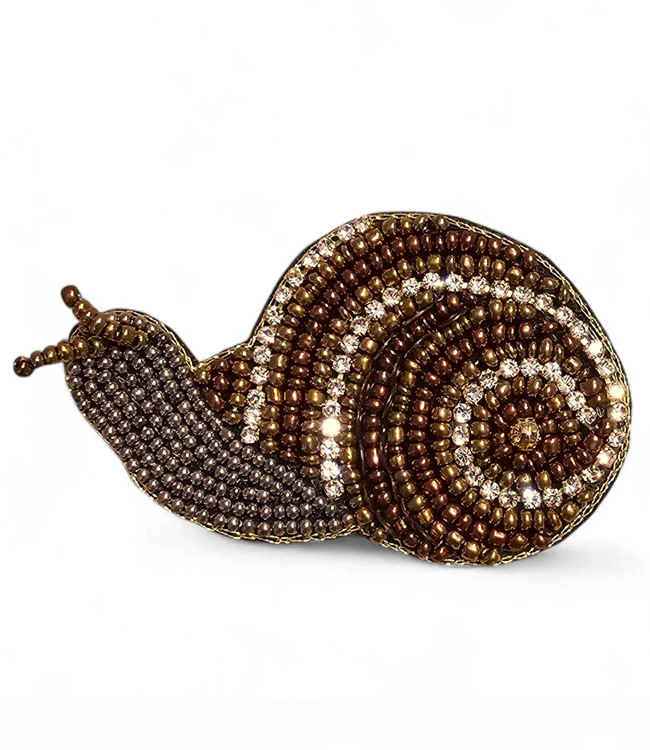 FAIRTRADE broche SNAIL met pailetten en kralen