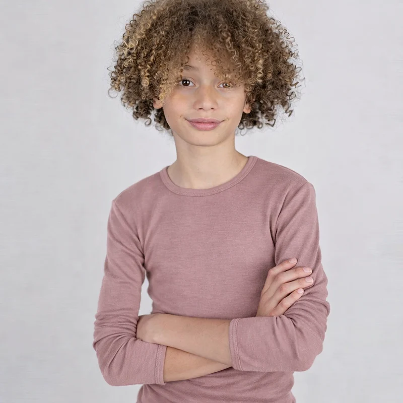 ENGEL longsleeve van wol zijde DUSTY ROSE kind