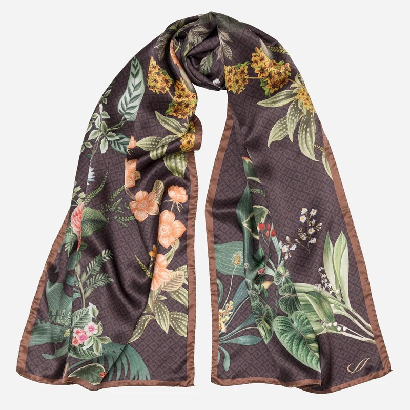 Sara - Long Silk Scarf - Chocolate
