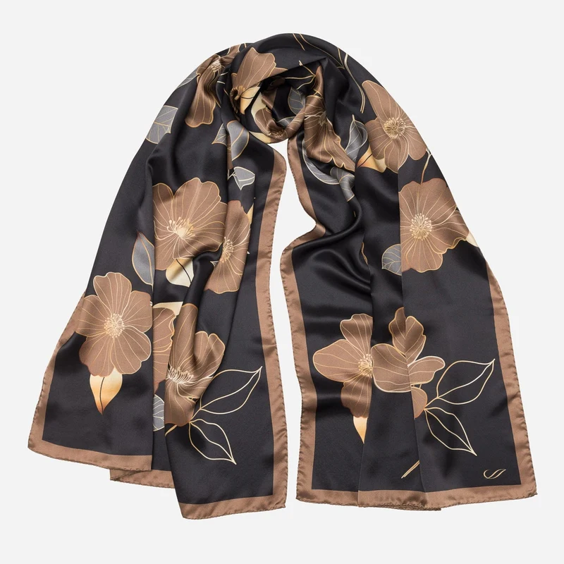 Laura - Silk Scarf Shawl - Black