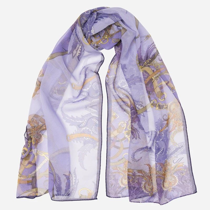 Alessandra - Long Silk Scarf - Purple