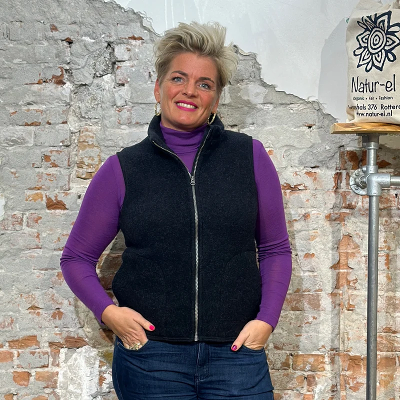 ENGEL NATUR wollen BODYWARMER dames wolfleece ZWART