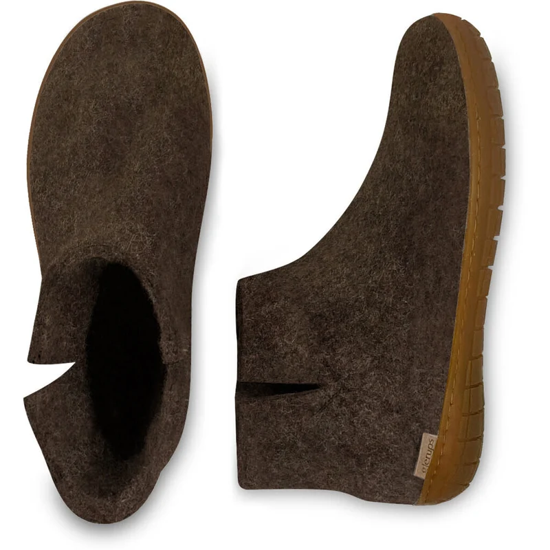 GLERUPS wollen sloffen pantoffels LAARS bruin RUBBER HONEY