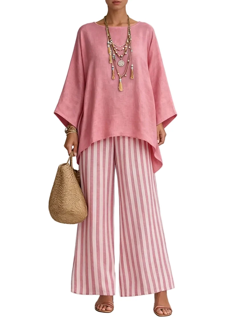 Dames Tweedelige Set Losse Top en Wijde Broek Herfststijl