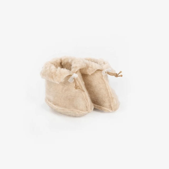 Kico label 100% wol babyslofjes beige