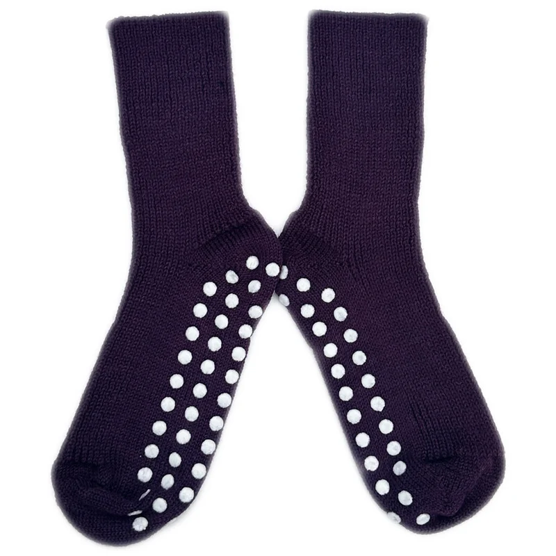 HIRSCH wollen ANTISLIP sokken kind effen 782 06 AUBERGINE