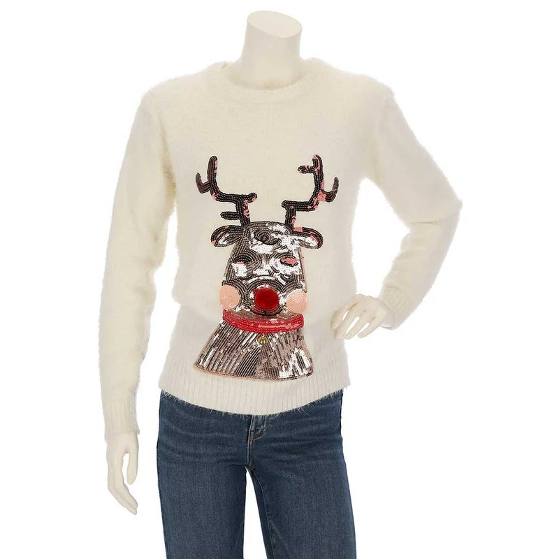 Morethansocks - Gebreide kersttrui - Dames - Wit