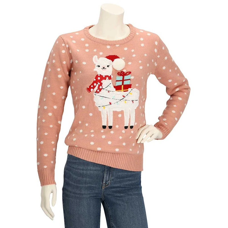 Morethansocks - Gebreide kersttrui - Dames - Roze