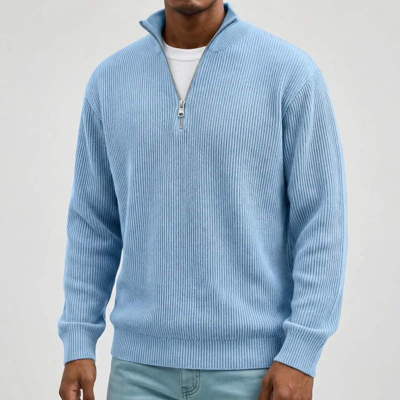Trui heren | Rib half zip trui met lange mouw