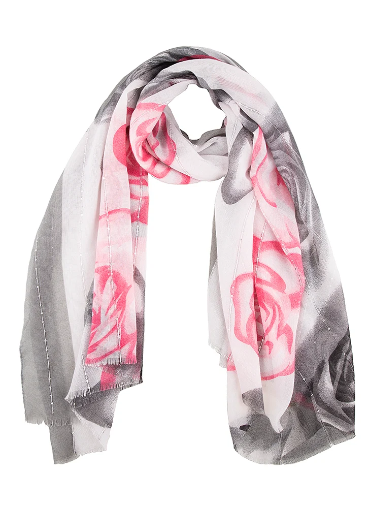Vrouwen Rose en Lily Print Lightwiight Scarf