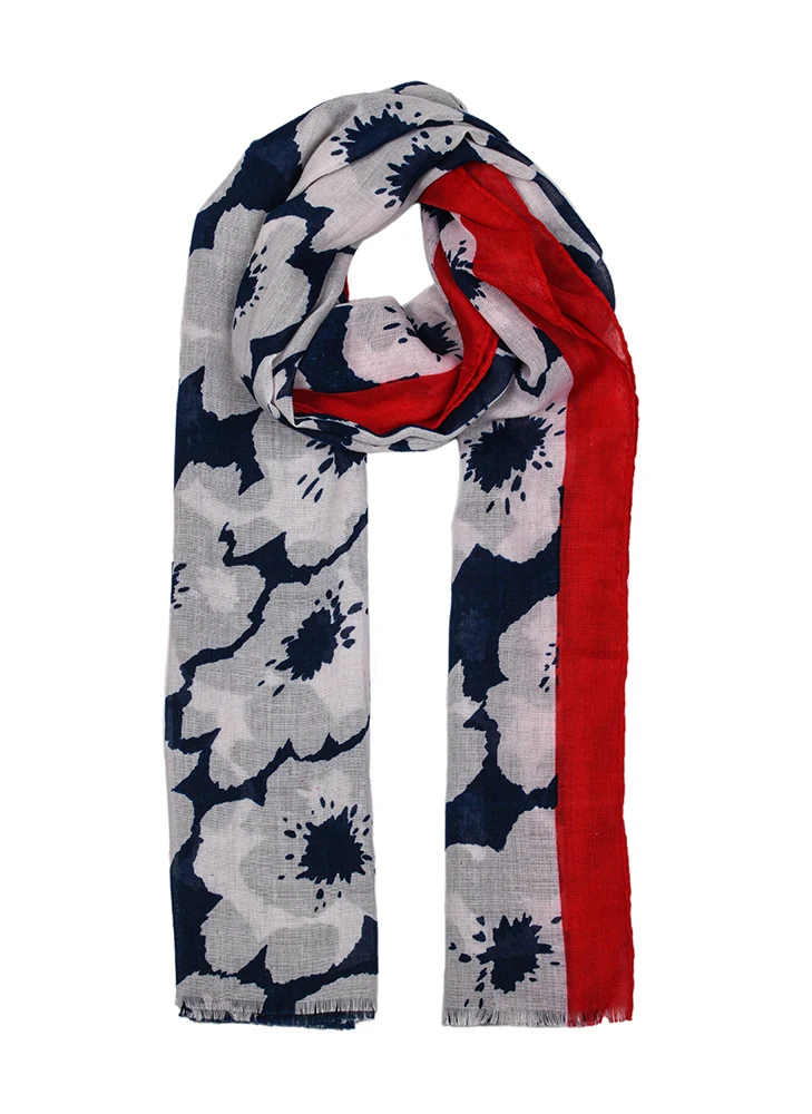 Vrouwen Abstract Floral Print Lightwiight Scarf met Border