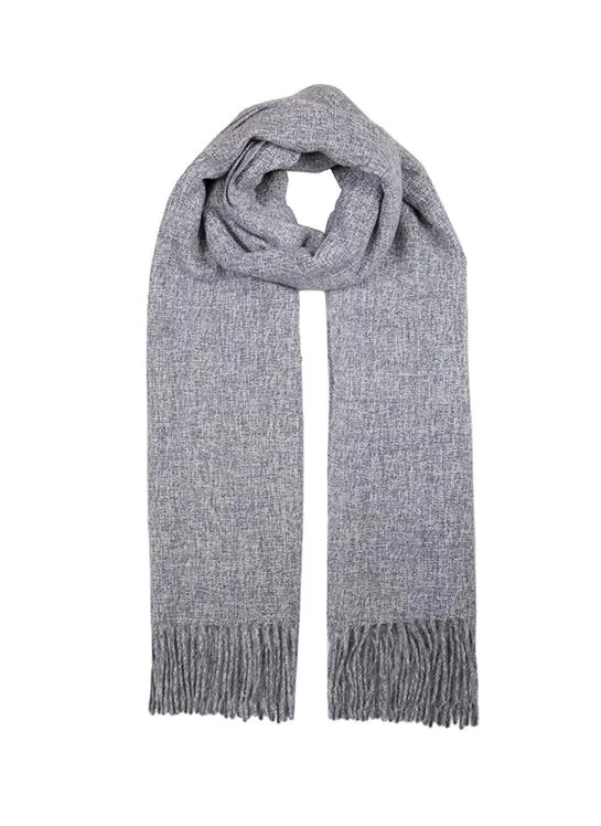 Vrouwen Plain Tweed-Effect Midgewicht Scarf met Tassels