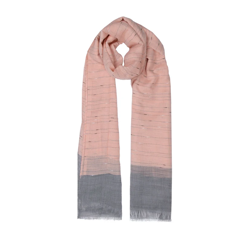 Vrouwen Stripe Lightwiight Scarf met Colour Block Ends