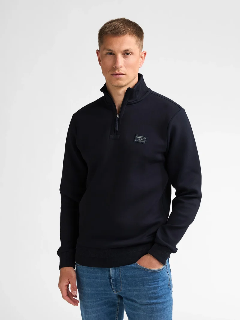 Katoenen sweater met korte ritssluiting steelcore