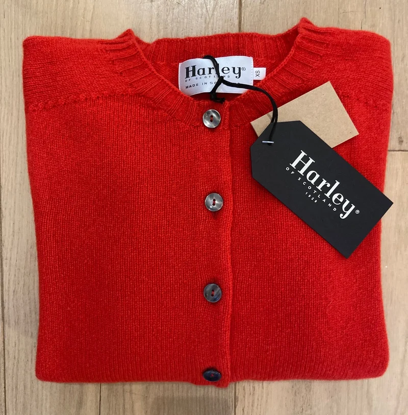 Harley of Scotland Dames Vest | Zachte Lamswol | Poppy
