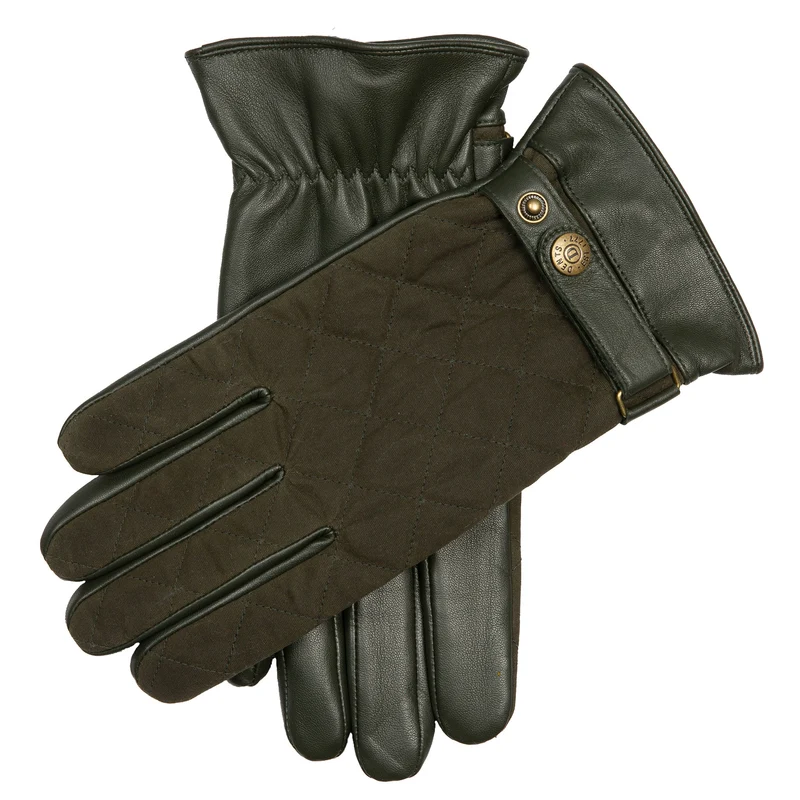 Heren Touchscreen Waterdichte Fleece-Voering Leren Handschoenen met Gewaxte Katoenen Quilting