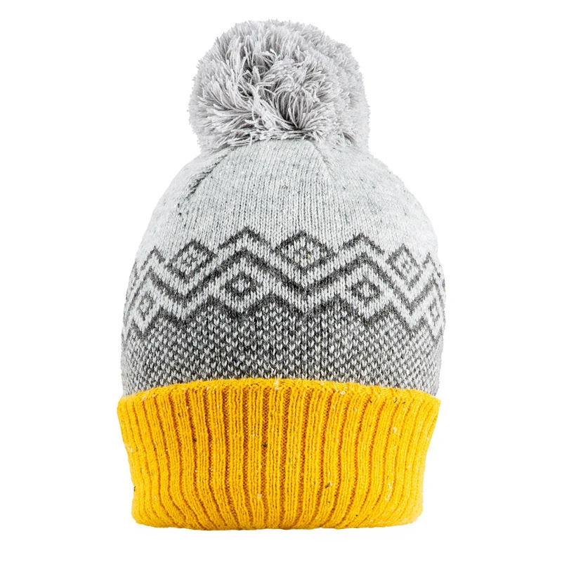 Dames Jacquard Gebreide Bobble Muts met Geometrisch Patroon en Garen Pompon