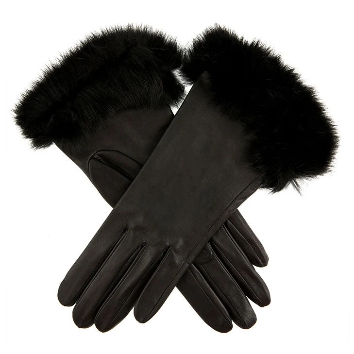 Vrouwen Heritage Silk-Lined Leather Gloves met Fur Cuffs