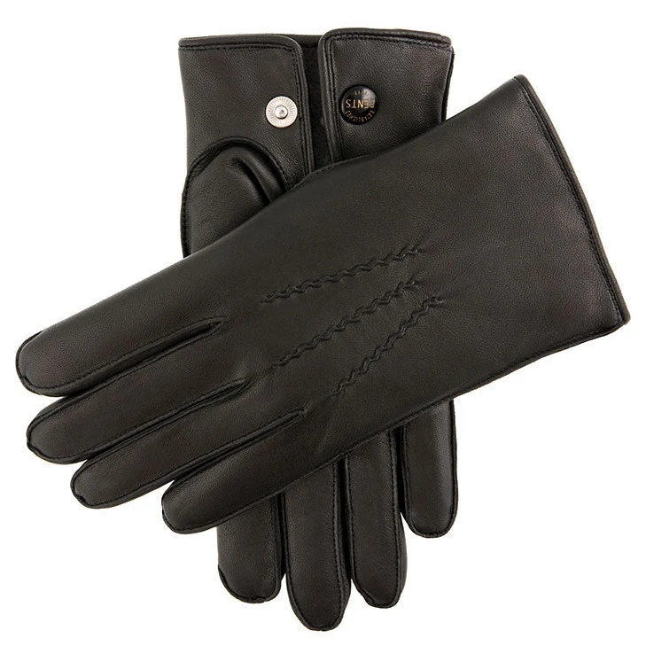 Heritage driepunts-leren herenhandschoenen met bontvoering
