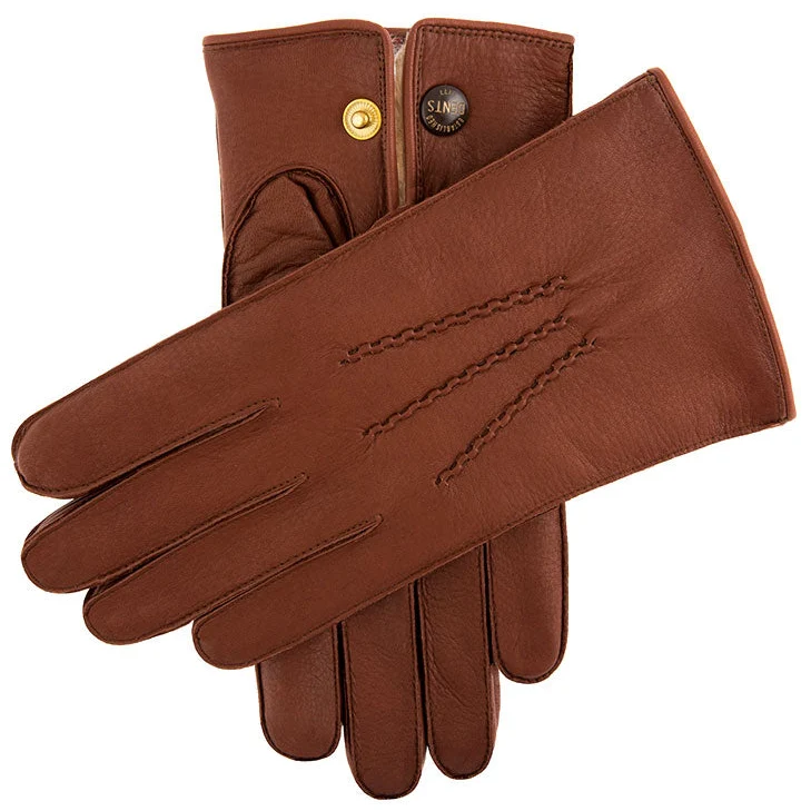 Heritage driepunts-herenhandschoenen van hertenleer met bontvoering